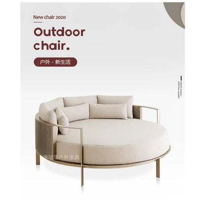 Villa Swimming Pool Outdoor Sofa Courtyard Garden Balcony Large Round Bed Beach Outdoor Lounger Champagne Gold