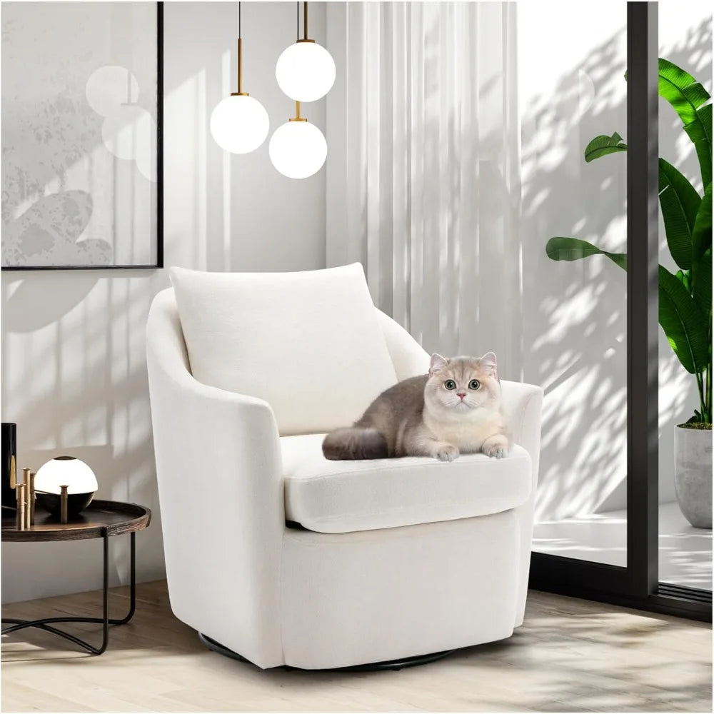 Swivel Accent Chair, Living Room Chair Upholstered 360° Swivel Chair Modern Reading Armchair for Bedroom/Office/Nursery,