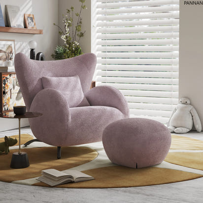 Cream Antelope Single Living Room Sofa Fabric Leisure Chair Middle Antique Lazy Sofa