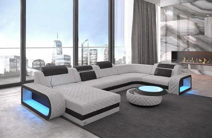 New Arrival New Arrival Italian Style Modern Design Leather Furniture U Shape Sectional Sofa With LED Light For Living Room Sofa