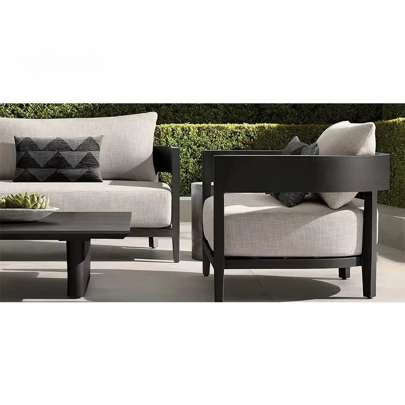 Patio Sectional Conversation Set Outdoor Lounge Set Luxury Furniture Corner All Weather Couch Aluminum Frame Garden Sofa