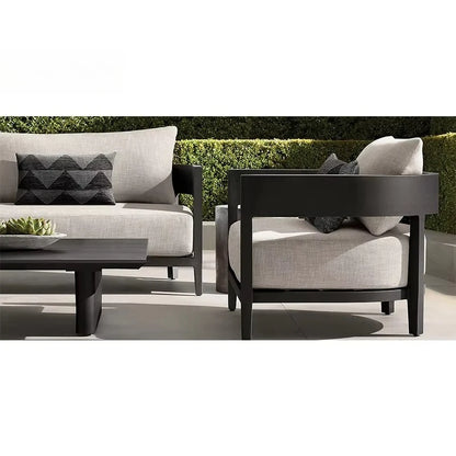 Patio Sectional Conversation Set Outdoor Lounge Set Luxury Furniture Corner All Weather Couch Aluminum Frame Garden Sofa