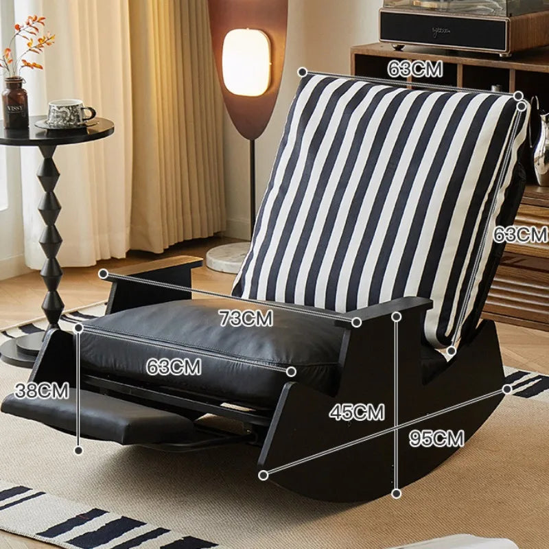 Solid Wood Rocking Chair Living Room Chaise Lounge Nordic Luxury Retro Balcony Single Lazy Sofa Chair Creative Home Decoration
