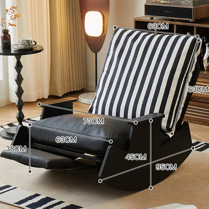 Solid Wood Rocking Chair Living Room Chaise Lounge Nordic Luxury Retro Balcony Single Lazy Sofa Chair Creative Home Decoration