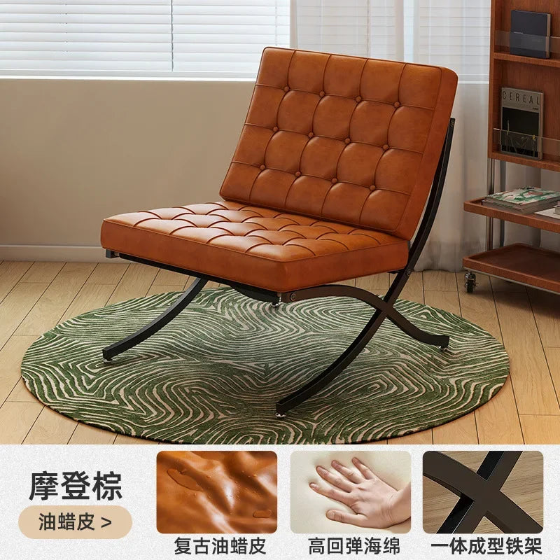Single sofa, designer, Italian style, living room, leather, light luxury, leisure chair