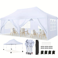 10x20 Pop up Canopy Heavy Duty Party Tent with 6 Removable Sidewalls, Waterproof Commercial Outdoor Gazebo for Wedding Events BBQ, Instant Sun Protection Shelter Multi-color Raised Roof Pavilion with 4 Sandbags Carrying Bag