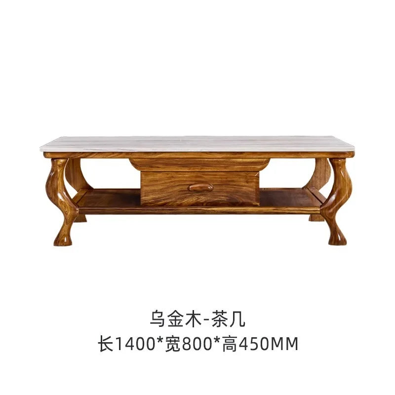 New Chinese ebony leather sofa modern simple living room large first layer yellow cowhide new solid wood combination
