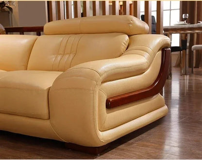 MANBAS Premium Italian Genuine Leather Sofa Sets Big Sectional Couch Living Room Sofas With Adjustable Headrests Home Furniture