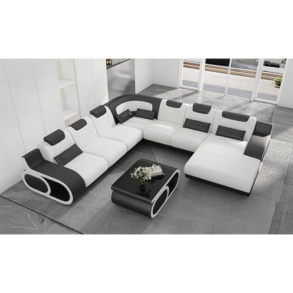 Living Room Luxury Corner Couches Furniture Set U Shape Cover Sectional Leather Sofa