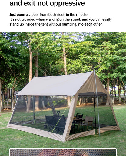 210D Outdoor 6-10p family camping anti-mosquito large canopy Portable folding tent sun protection waterproof beach park pergola