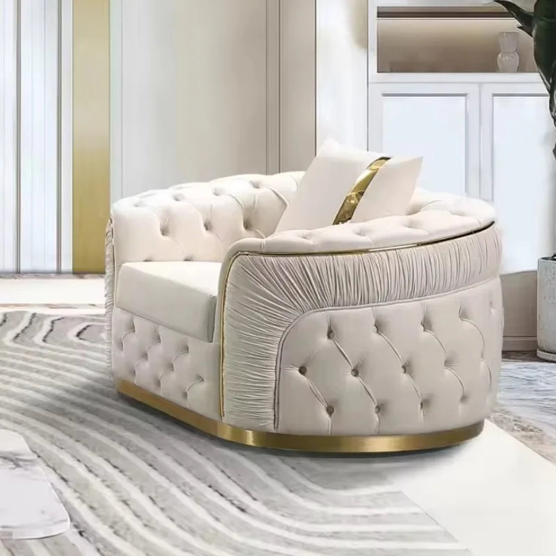 Modern Luxury Custom Wooden Frame Couch Sofa Velvet Fabric Button Tufted Living Room Sofa Set Furniture