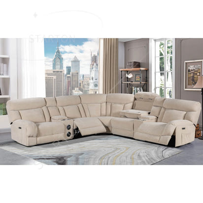 Recliner Sofa Set Hot Selling Modern Design Comfortable Leather Extendable Wood Frame Living Room Furniture Couch 7014