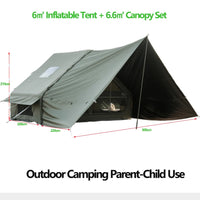Large Outdoor Rainproof Shade Camping Inflatable Tent with Expanded Canopy Set One-piece Air Columns Parent-child Camp Marquee