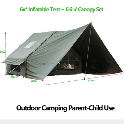 Large Outdoor Rainproof Shade Camping Inflatable Tent with Expanded Canopy Set One-piece Air Columns Parent-child Camp Marquee