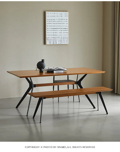 Japanese-style wabi-sabi wind all-solid wood bench light luxury household dining table living room shoe changing stool