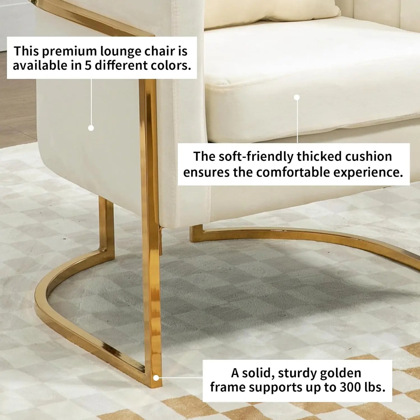 Velvet Modern Accent Chair, Upholstered Barrel Armchair Mid Century with Pillow for Living Room, Comfy Single, Customized