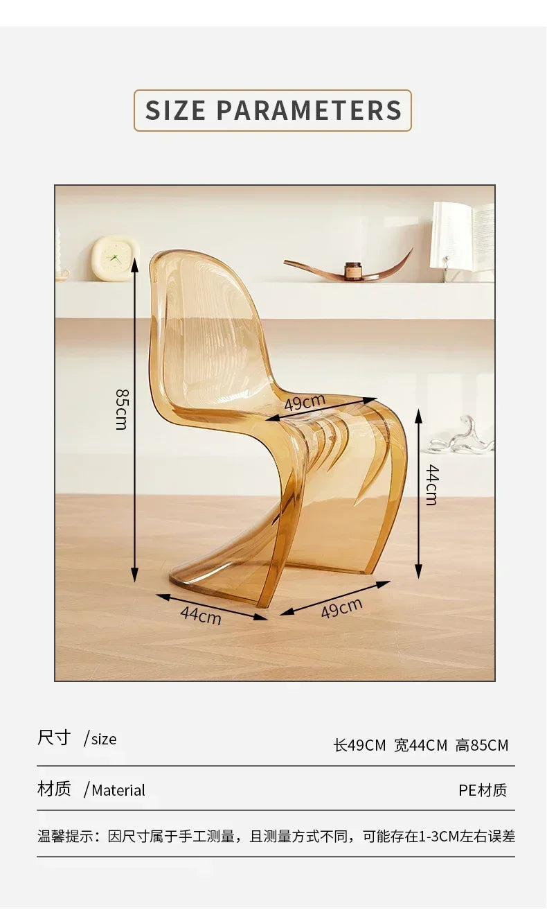 Design Minimalist Dining Chair Acrylic Kitchen Colorful Office Chair Modern Living Room Cadeira Kitchen Furniture  A1