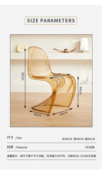 Design Minimalist Dining Chair Acrylic Kitchen Colorful Office Chair Modern Living Room Cadeira Kitchen Furniture  A1