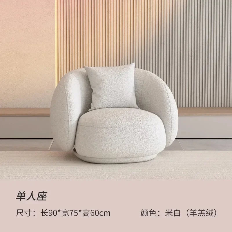 Cream wind light luxury beauty salon living room small apartment creative curved clothing store rest area reception sofa Interne