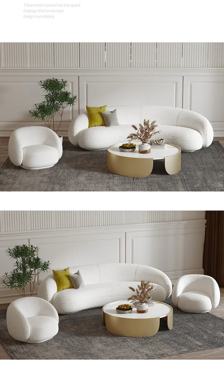Nordic light luxury living room sofa coffee table combination beauty salon clothing store reception sofa chair small snail sofa