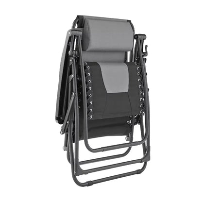 Oversized zero gravity chair bungee jumping sling recliner, gray and black