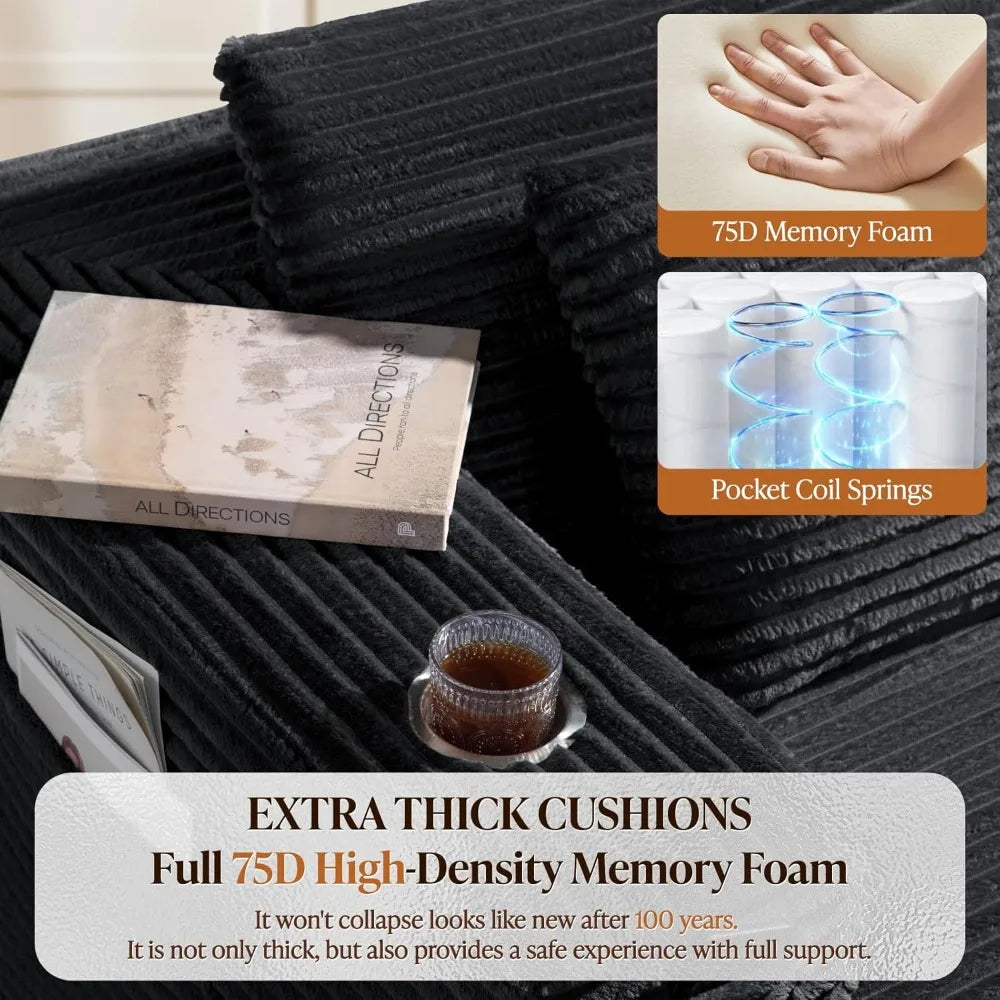 108-inch Cloud Corner Sofa, Comfortable U-Shaped Frameless Sofa, Extra-Deep Seat, Minimalist Modular Sofa