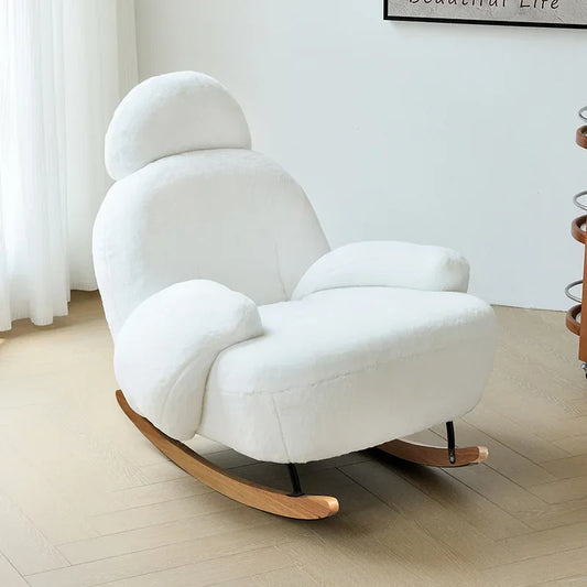 Internet celebrity rocking chair, household cream wind living room balcony bedroom leisure single sofa rocking chair