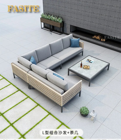 Leisure Style Outdoor Sofa Combination Living Room Balcony Open-air Leisure Rattan Weaving