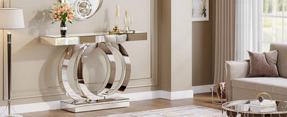 Tribesigns 43.3-Inch (110cm)Mirrored Console Table, Modern Entryway Table with Thickened Mirror Finish Tabletop