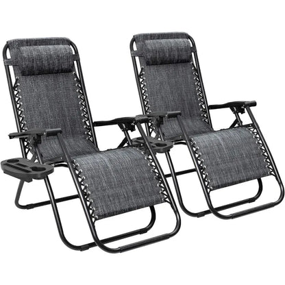 Patio Zero Gravity Chair Outdoor Folding Lounge Chair Recliners Adjustable Lawn Lounge Chair With Pillow For Poolside