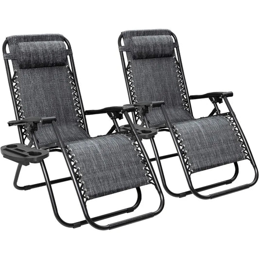 Patio Zero Gravity Chair Outdoor Folding Lounge Chair Recliners Adjustable Lawn Lounge Chair With Pillow For Poolside