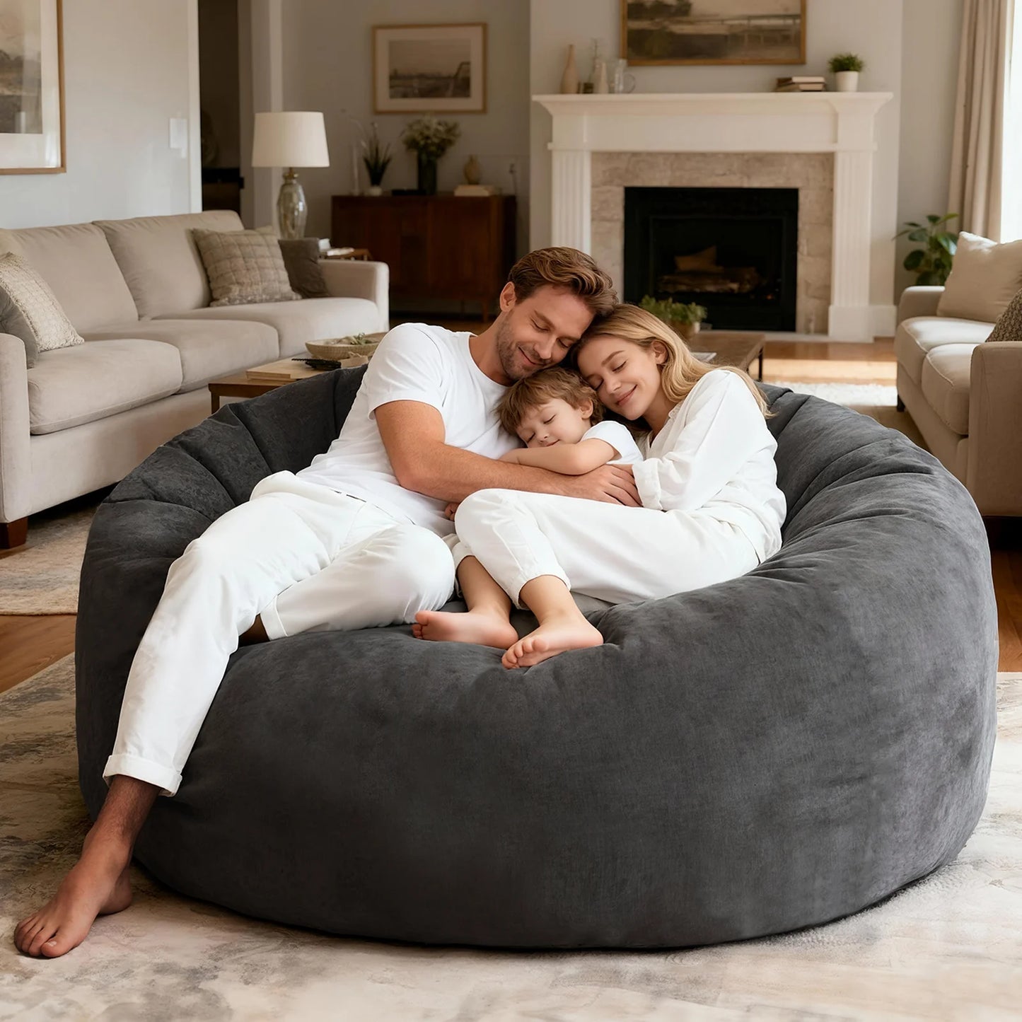 Bean Bag Chair for Adults,6FT Oversize Floor Bean Bags Offers Ample Space for Adults,Memory Foam Giant Bean Bags,Lounger Versati