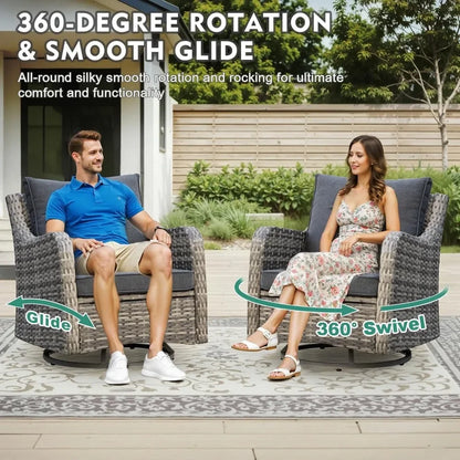 8-Piece Patio Furniture Set: Swivel Rocking Chairs & Dining Table with Waterproof Cushions