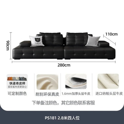 Italian minimalist first-layer cowhide sofa villa living room large apartment high-end all-leather Lawrence sofa