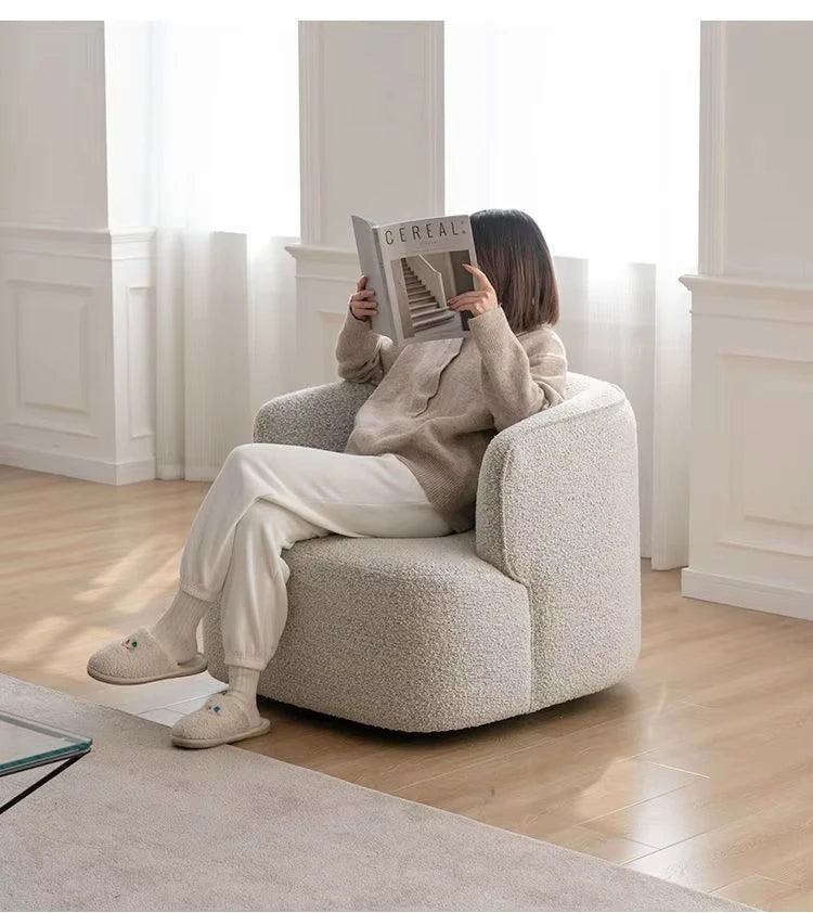 Modern Nordic Single Person Leisure Lazy Sofa Light Luxury Fabric Armrest Accent Chair for Home Furniture for Living Room