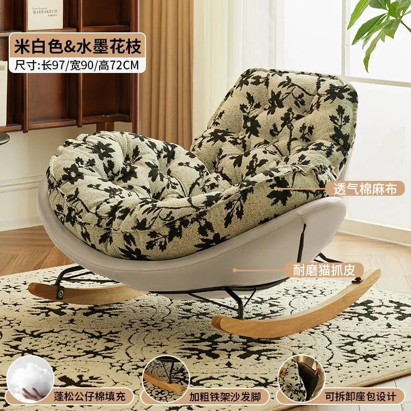 Elegant Nordic Rocking Chair for Living Room Single Penguin Chair Cozy Lazy Sofa Stylish Lounge Chair for Balcony and Patio
