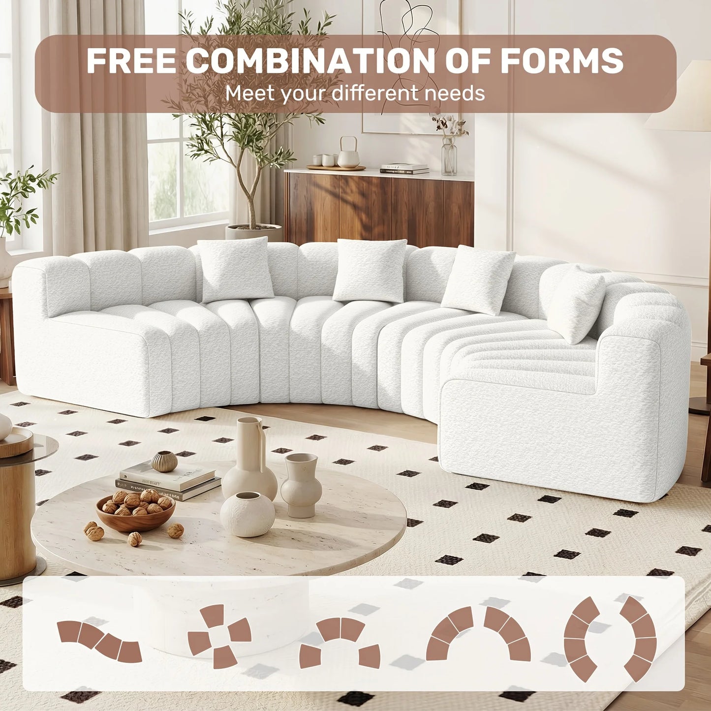 Luxury Modular Sectional Sofa with Chaise - Foam Cushioning, Sectional Cloud Sofa & Symmetrical, Assembly for Modern Living Room