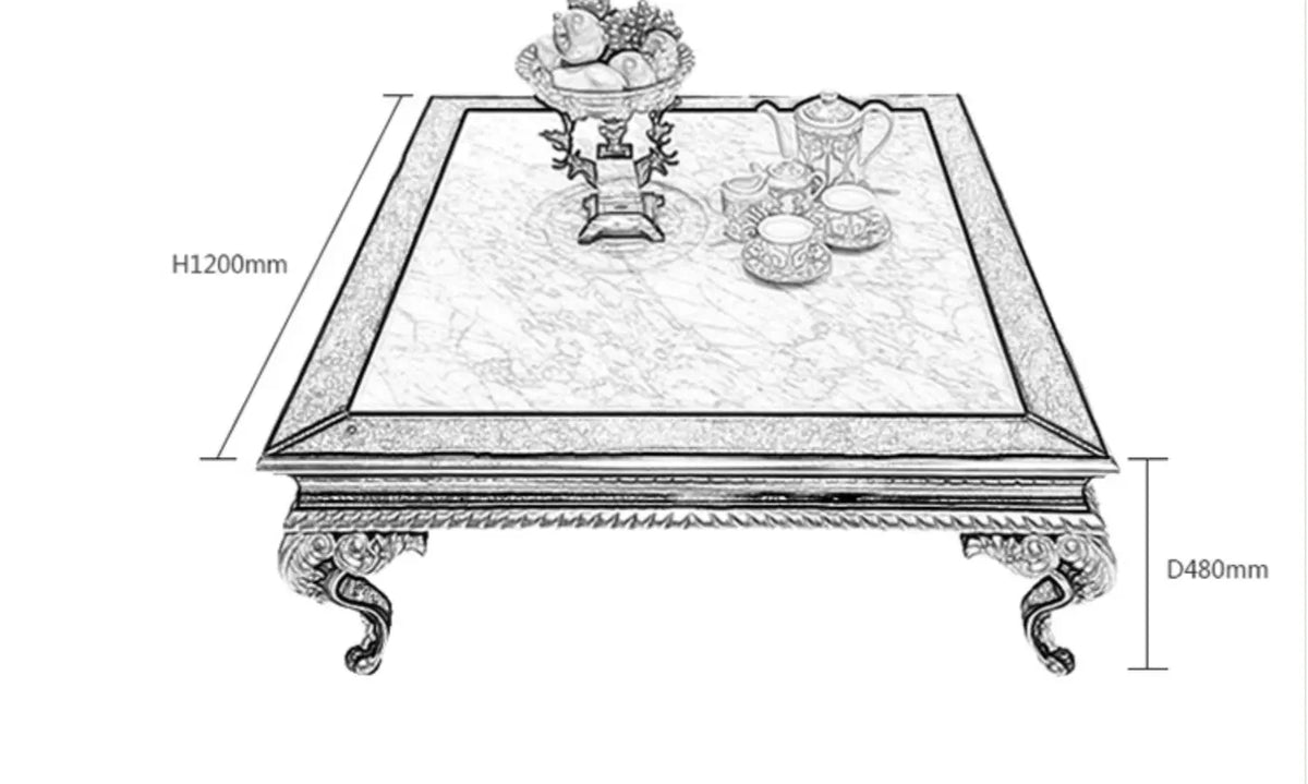 Neoclassical solid wood furniture coffee table marble table furniture set combination