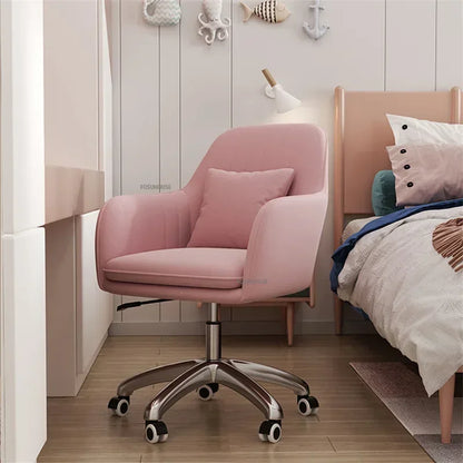 Modern Pink Office Chair Comfortable Adjustable Swivel Computer Chair for Home Bedroom Gaming Chair Office Furniture