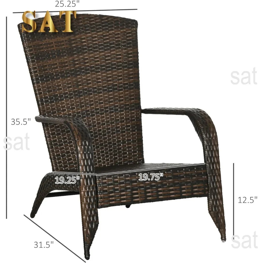 v Outdoor Chair, Rattan Fire Pit Chairs with Soft Cushions, Curved Backrest and Armrests, Outdoor Chair