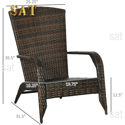 v Outdoor Chair, Rattan Fire Pit Chairs with Soft Cushions, Curved Backrest and Armrests, Outdoor Chair