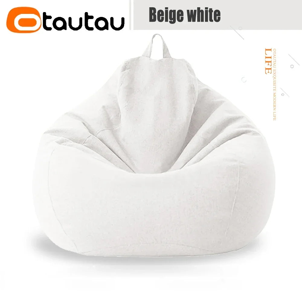 OTAUTAU Big Cotton Linen Bean Bag Cover without Filler Corner Seat Lazy Beanbag Chair Pouf Salon Ottoman Puff Lounger Sac DD002