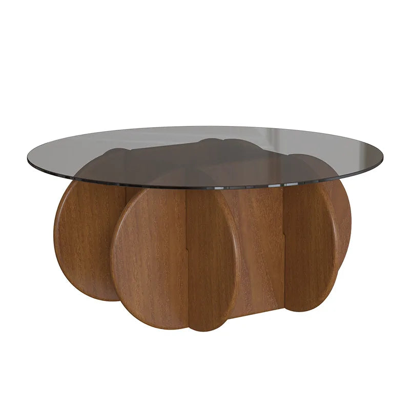 Table basse ronde en bois massif, design moderne et simple, en verre de luxe léger, pour appartement, salon