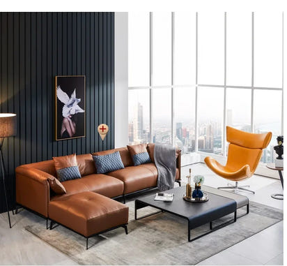 U-BEST European home bedroom leather stainless steel furniture lazy upholstered accent chair Imola chair recliner chair