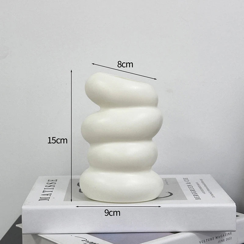 Modern Style Vase Room Decoration Plastic Flower Vase Wihte Black Flower Bottle Aesthetic Floral Arrangement Display Vase