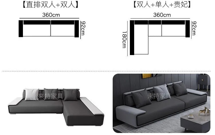 Grey Fabric Sofa Leisure Couch l Shape Sofa