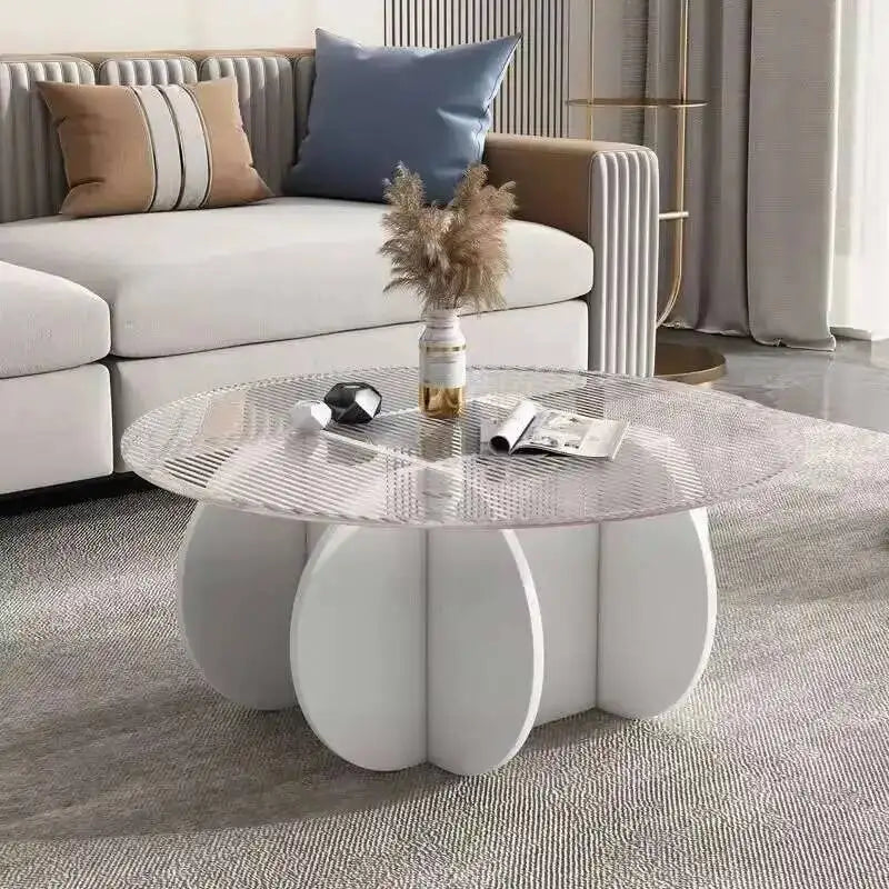 Table basse ronde en verre trempé résistant aux hautes températures, style luxe léger et créatif, stable, pour salon et maison