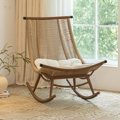 Hxl balcony rocking recliner casual outdoor rattan chair adult nap