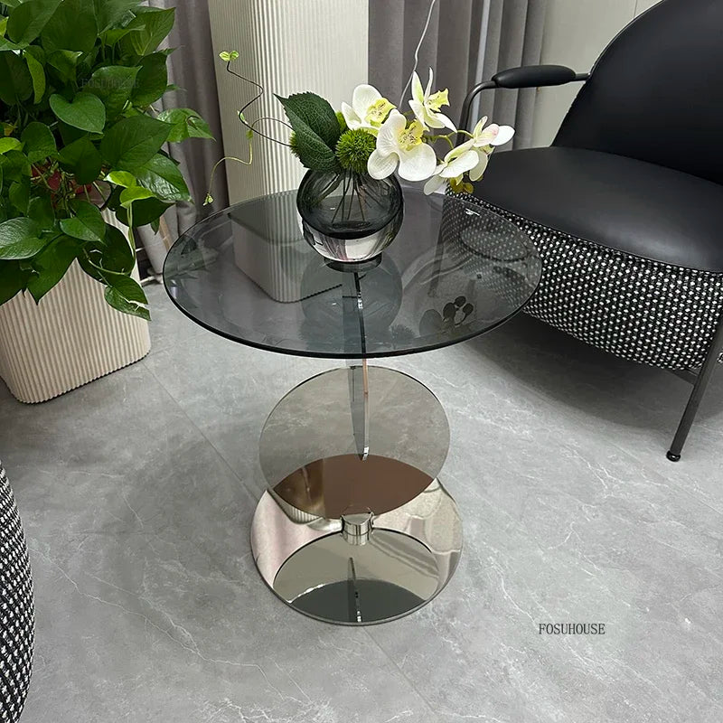 Nordic Light Luxury Coffee Tables Glass Side Table Designer Stainless Steel Corner Table Home Furniture Living Room Coffee Table