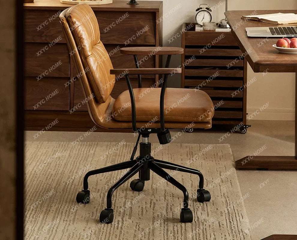 A  Black walnut book chair Computer chair Ergonomic office book chair Comfortable and sedentary backrest Lifting and rotating